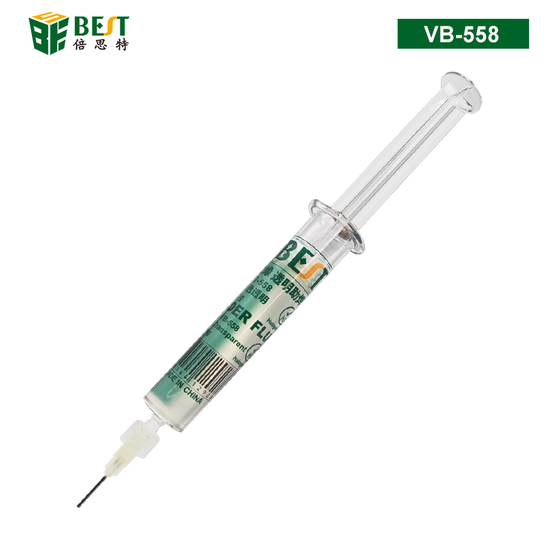 VB-558 環保絕緣透明助焊膏 針筒式電子元器件焊接助焊膏 免清洗手機維修透明焊油10g